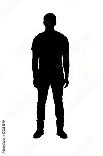 silhouette of adut man on white backgound