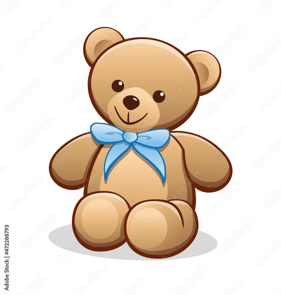 Fototapeta premium simple classic cute cartoon teddy bear