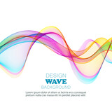 Abstract background of colored smooth lines transparent wave, design element