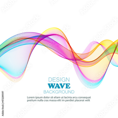 Abstract background of colored smooth lines transparent wave, design element