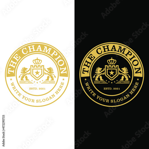 Luxury Golden Royal Lion King logo design