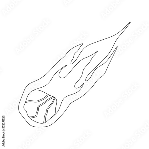isolated flying comet black contour icon