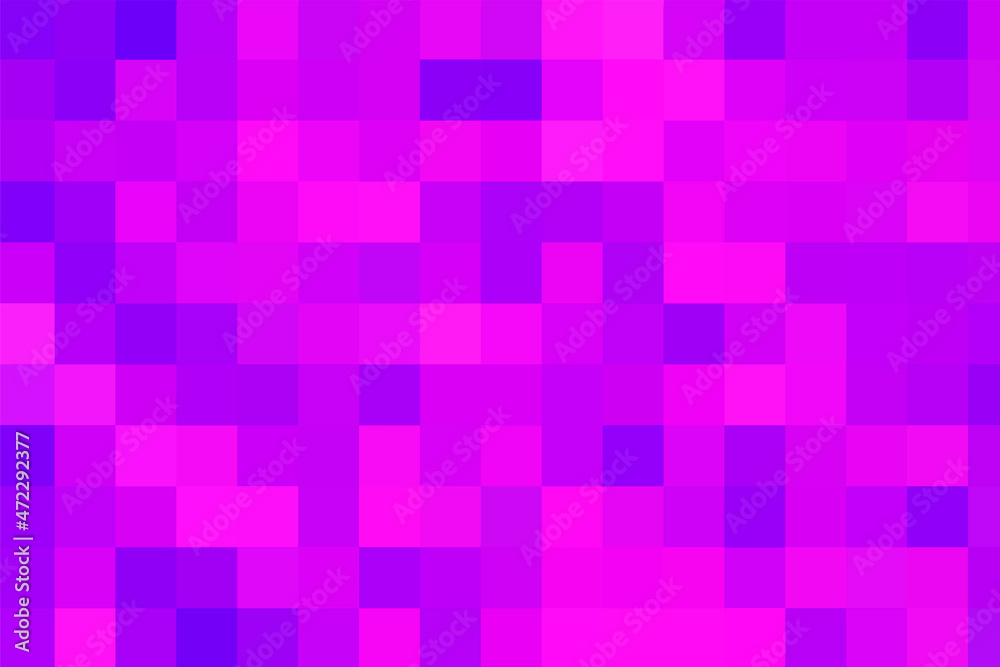 Vector purple background. Geometric texture from violet squares. A backing of purple mosaic squares, space for your design or text. Vector illustration