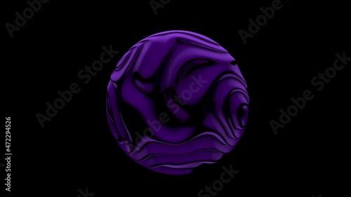 Wavy purple ball. Seamless loop. 3D animation. Ideal for use as a cool background for titles, videos, animations and presentation