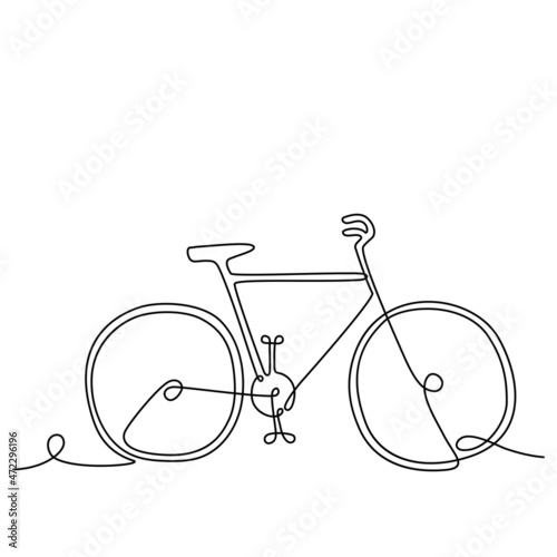 Bicycle in one continuous line drawing, vector illustration