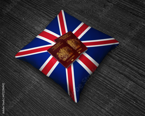 United Kingdom passports with British Flag Pillow