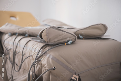 modern medicine pressotherapy machine for health recovery in an aesthetic clinic. photo