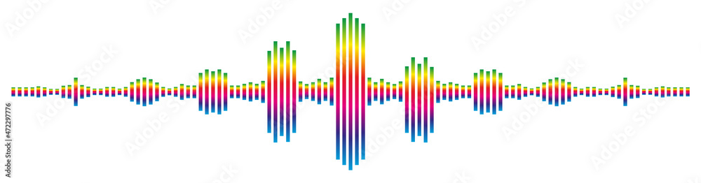 Rainbow colors sound wave on white background Rainbow colors sound wave on white background