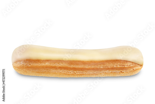 Vanilla eclairs on a white isolated background