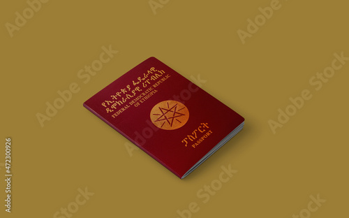 passport of Ethiopia,Official red passport of Ethiopia, travel the world,visit africa