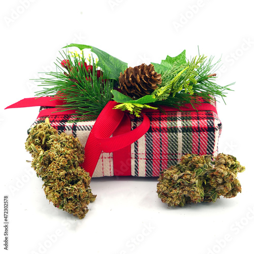 Christmas Cannabis Present Marijuana Bud holiday xmas decoration