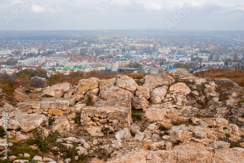 Excavations of the ancient Greek city of Panticapaeum. View from Mount Mithridates. Crimea, Kerch-04.11.2021 photo