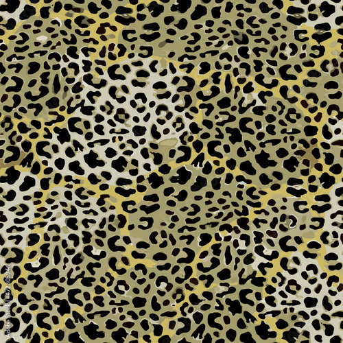 Full seamless leopard cheetah texture animal skin pattern vector. Green design for textile fabric printing. Suitable for fashion use.