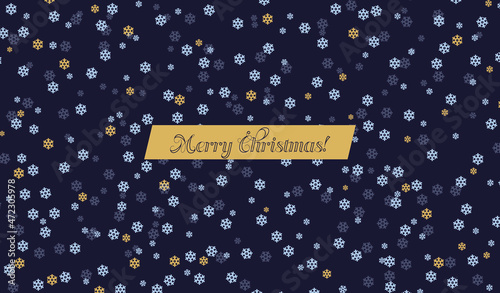 Weihnachtsgrüße in Englisch auf blauem Hintergrund mit Schneeflocken