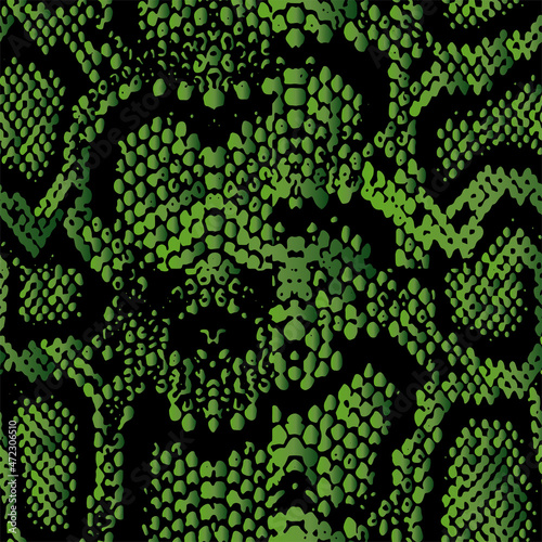 Full Seamless Snake Animal Skin Texture Pattern Vector. Green Snake leather design for textile fabric print. Snake leather pattern for bag, shoes, tight, dress and fabric printing.