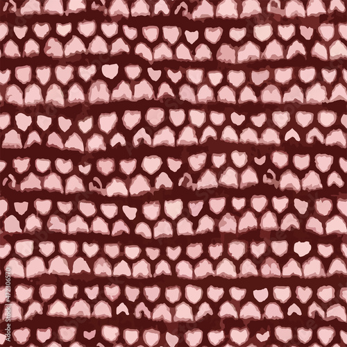 Full Seamless watercolor texture pattern illustration. Burgundy red abstract rough shapes and horizontal lines vector for armchair, curtain and linens fabric print background.