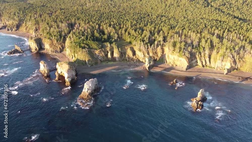 Aerial view the Bright dawn view the Sakhalin Birds Cape,Russia