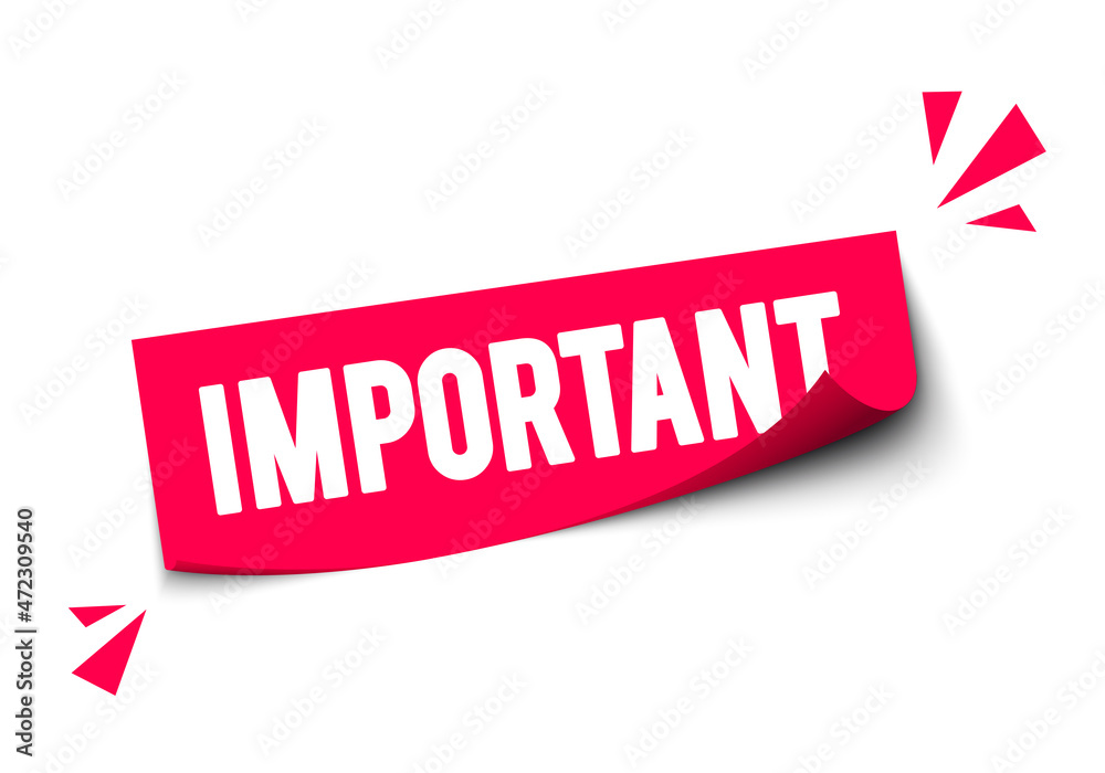 Vector Illustration Red 3D Important Sticker Vector Illustration Red 3D Important Sticker