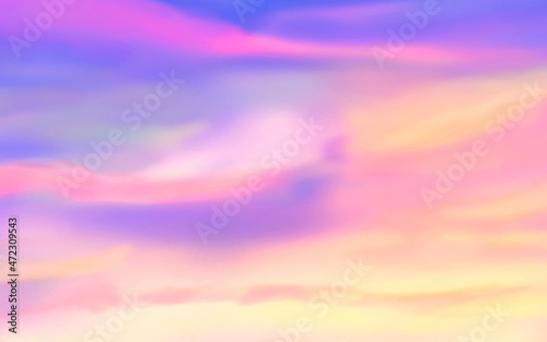 Pink sky with sunset or sunrise. Vector background with clouds eps10 © Angela Ksen