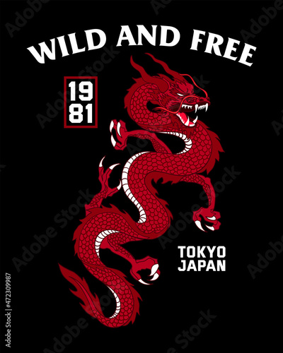 legend red dragon illustration vector