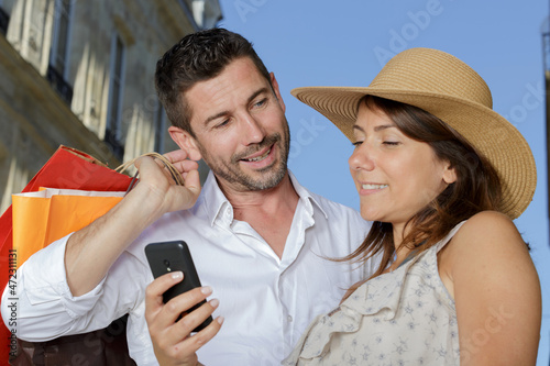 young couple shopping in the city