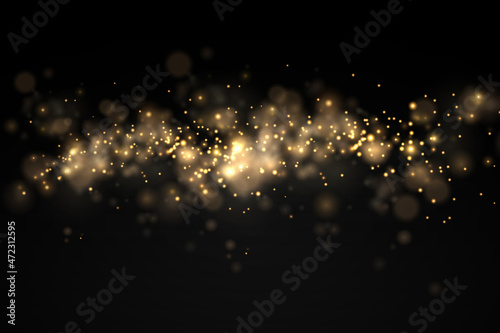 Glowing bokeh lights, sun particles and sparks.