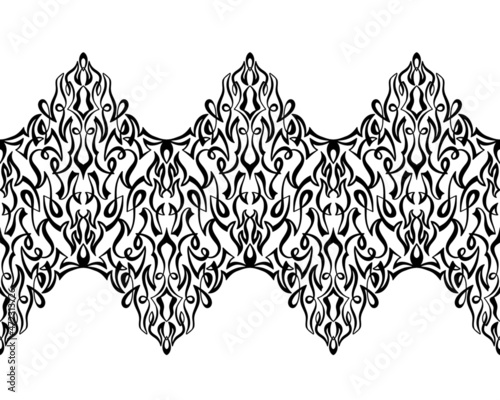 Monochrome patterns with a free hand.Horizontal zentangle ornament. Seamless vector set on a light white background.Stencils and textile elements for interior design.Border template repeating divider.