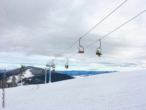Ski resort chairlift snow mountains