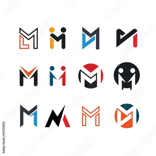 M Letter  vector  icon set Template  Illustration design