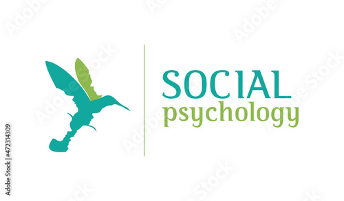 abstract bird logo with several human faces on the body.
this logo is about social psychology and humanity