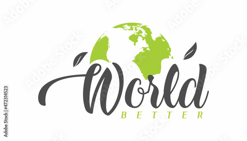 better world logo with globe and leaves illustration