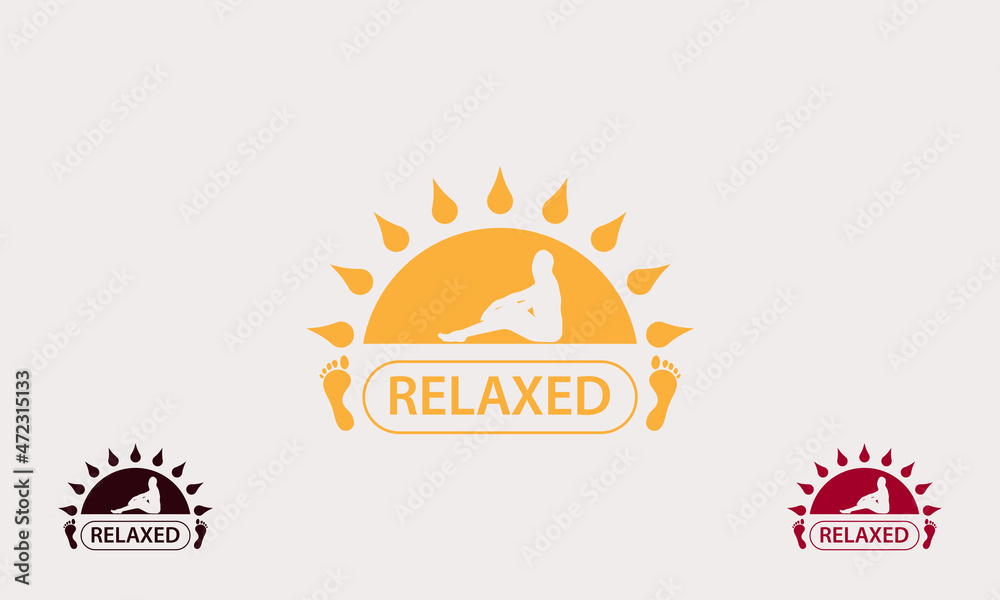 woman sitting relaxed in the sun background vector logo icon