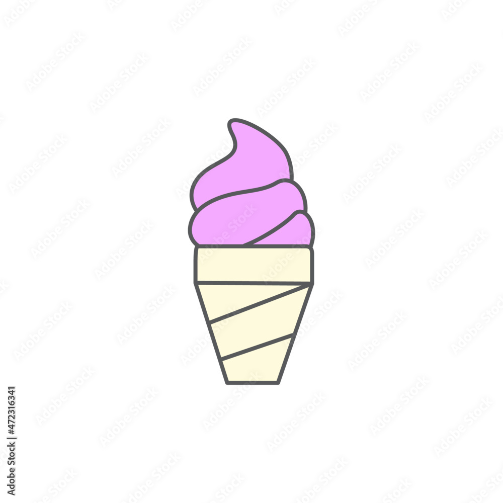 Cone,ice cream, dessert icon symbol in color icon, isolated on white background Cone,ice cream, dessert icon symbol in color icon, isolated on white background