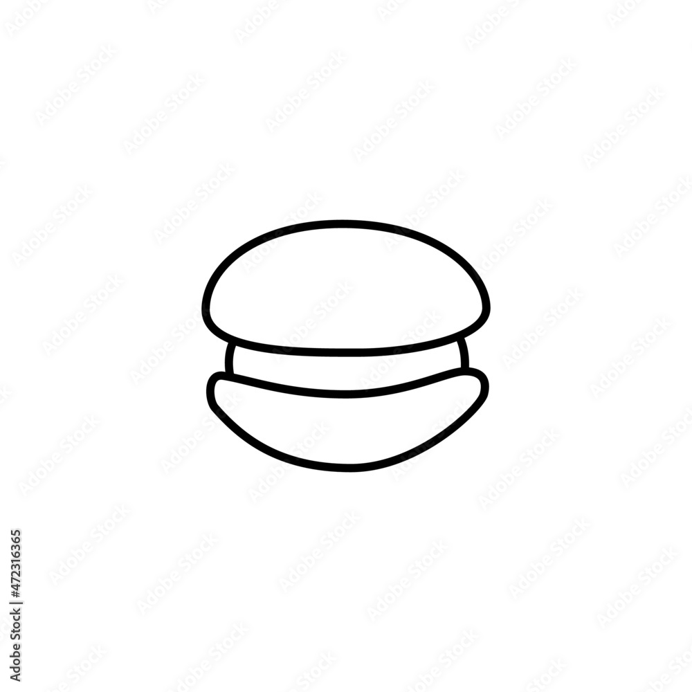 macaron icon symbol in flat black line style, isolated on white background