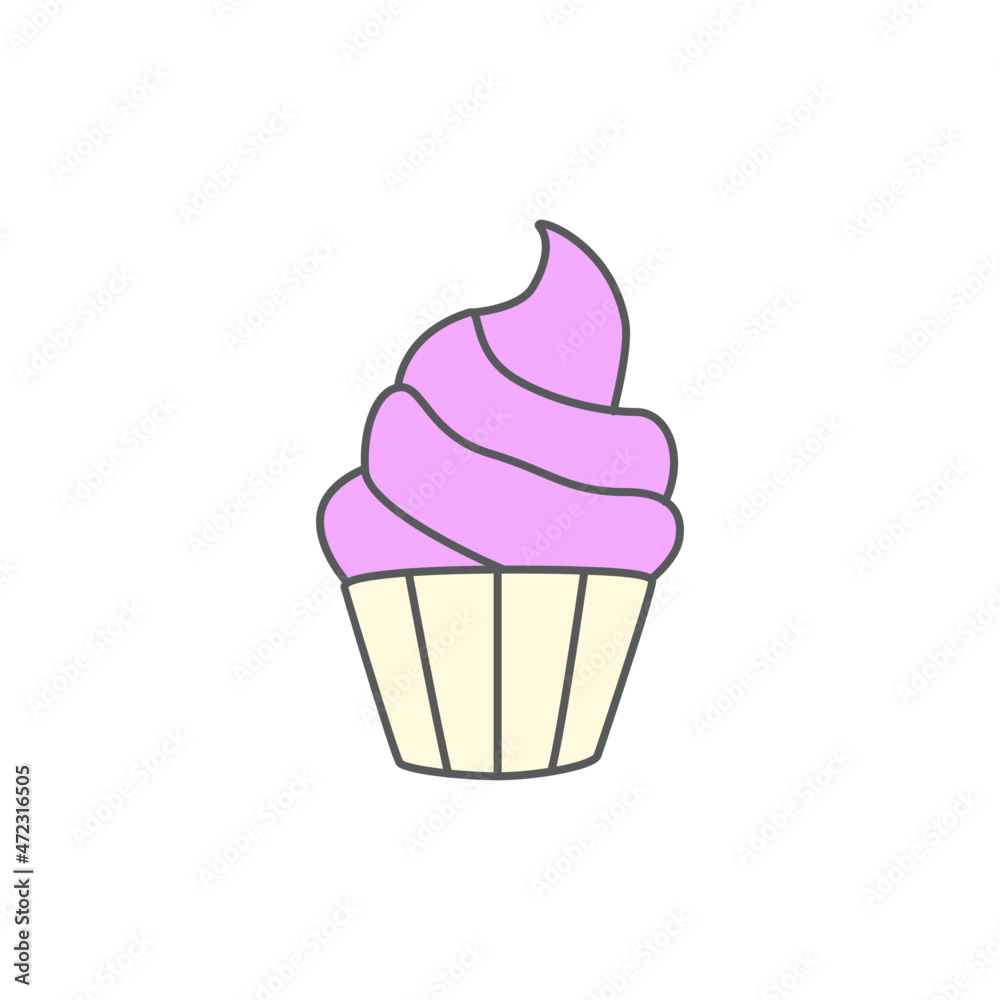 Cupcake dessert food icon symbol in color icon, isolated on white background Cupcake dessert food icon symbol in color icon, isolated on white background