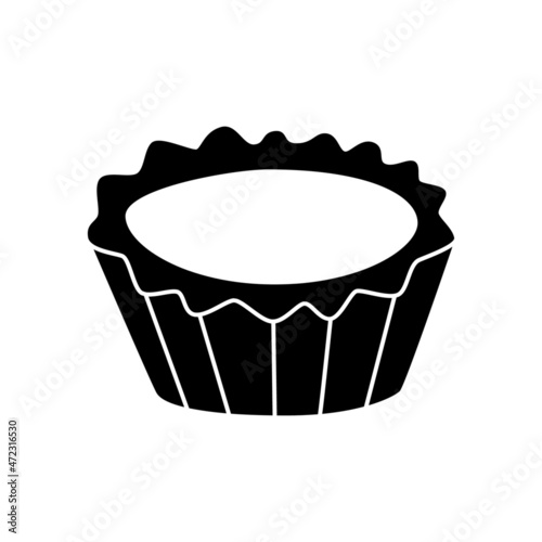 egg tart icon symbol in solid black flat shape glyph icon, isolated on white background