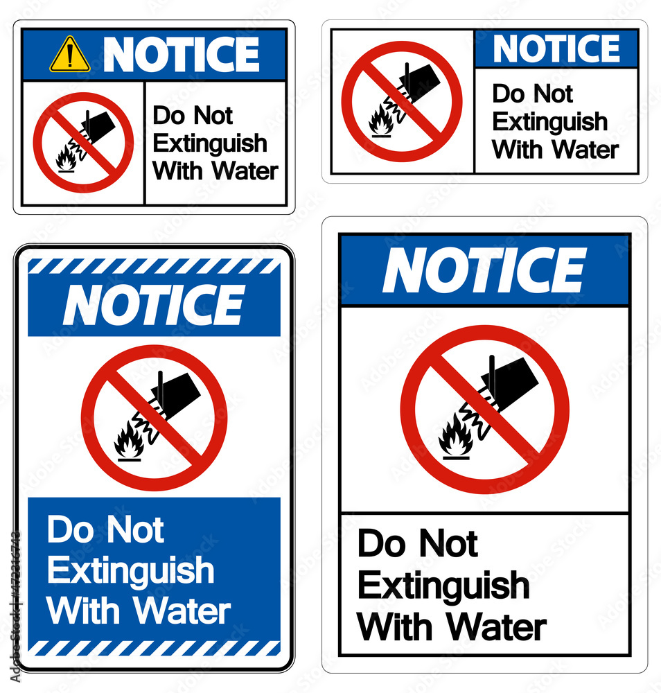 Caution Do Not Extinguish With Water Symbol Caution Do Not Extinguish With Water Symbol