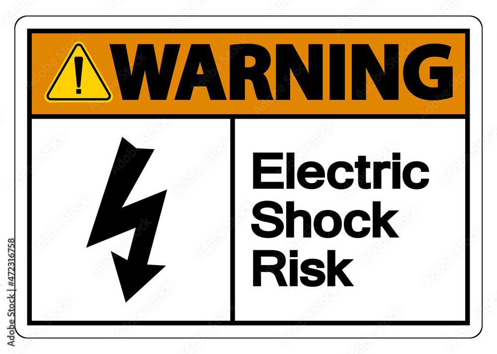 Fototapeta premium Warning Electric Shock Risk Symbol Sign On White Background