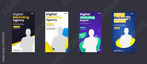  Bundle of editable stories Instagram story template for a digital business marketing organization Creative Modern Advertising.