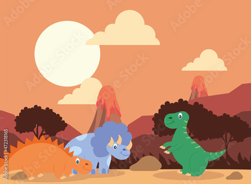 three dinosaurs poster