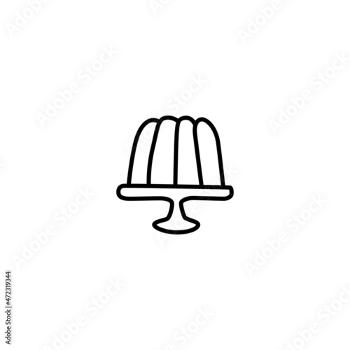  jelly, pudding icon symbol in flat black line style, isolated on white background
