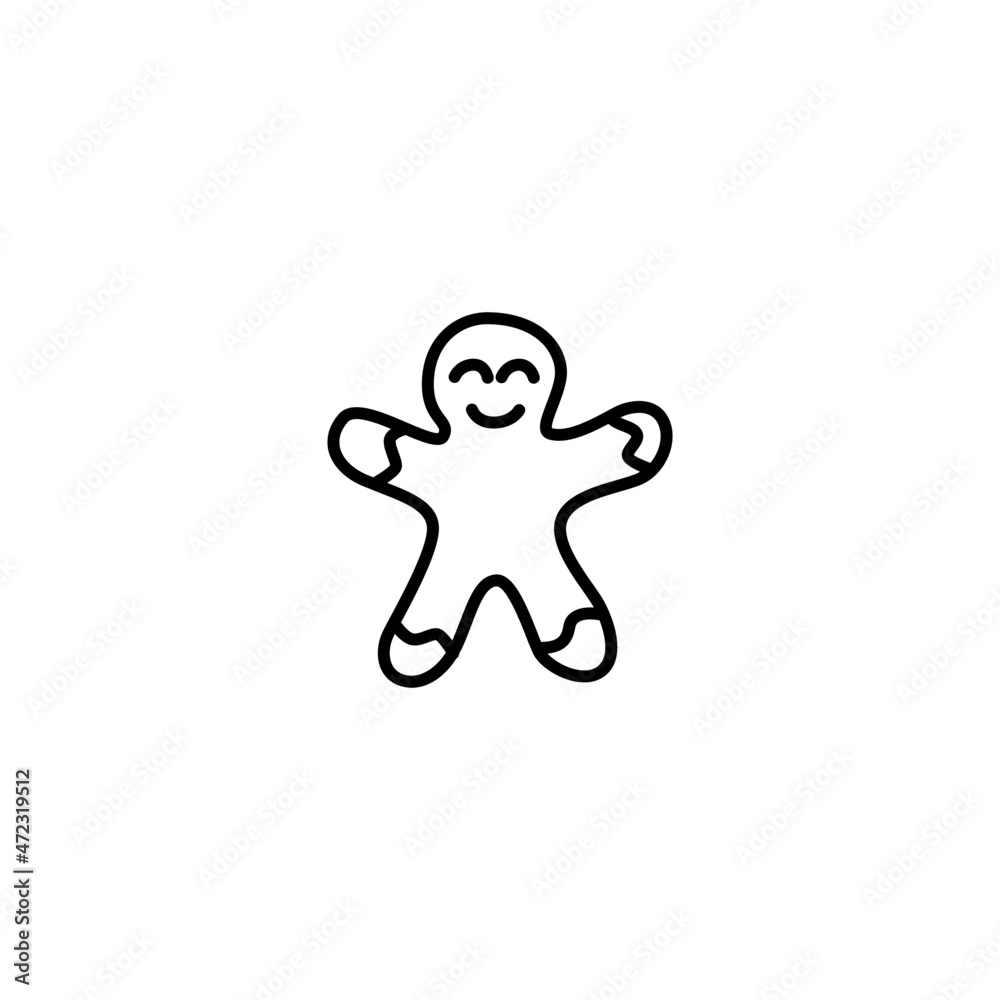 gingerbread icon symbol in flat black line style, isolated on white background gingerbread icon symbol in flat black line style, isolated on white background