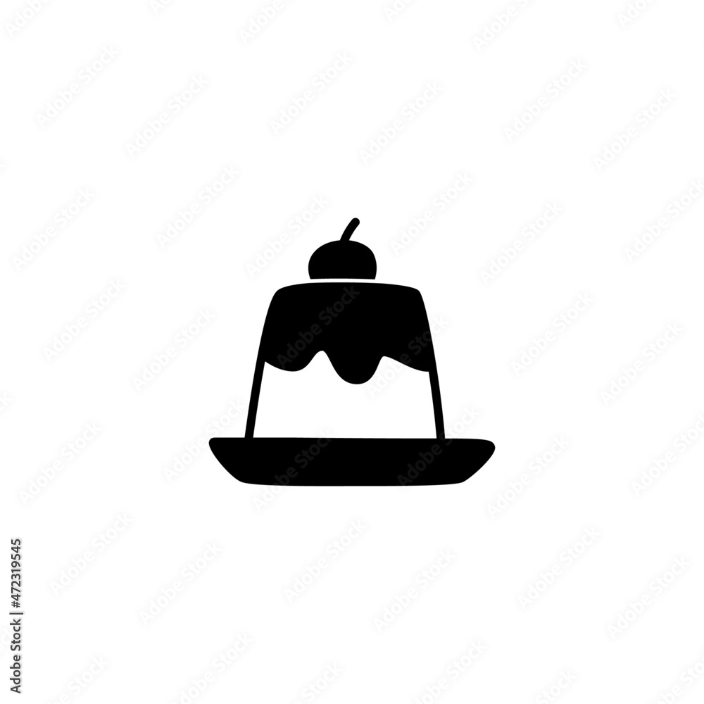 Fototapeta premium Pudding icon symbol in solid black flat shape glyph icon, isolated on white background