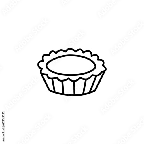 egg tart icon symbol in flat black line style, isolated on white background