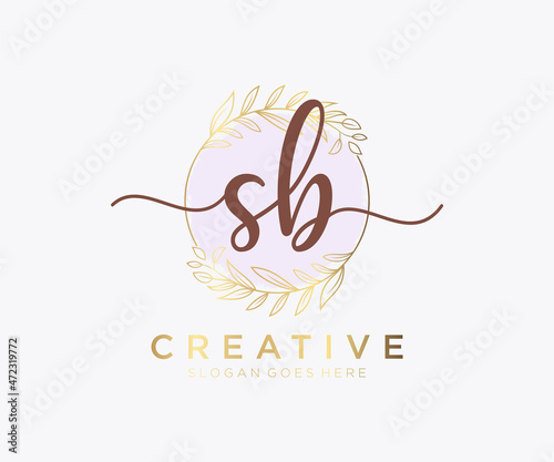 Initial SB feminine logo. Usable for Nature, Salon, Spa, Cosmetic and Beauty Logos. Flat Vector Logo Design Template Element. photo