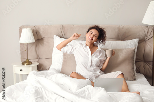 Morning of young woman with...