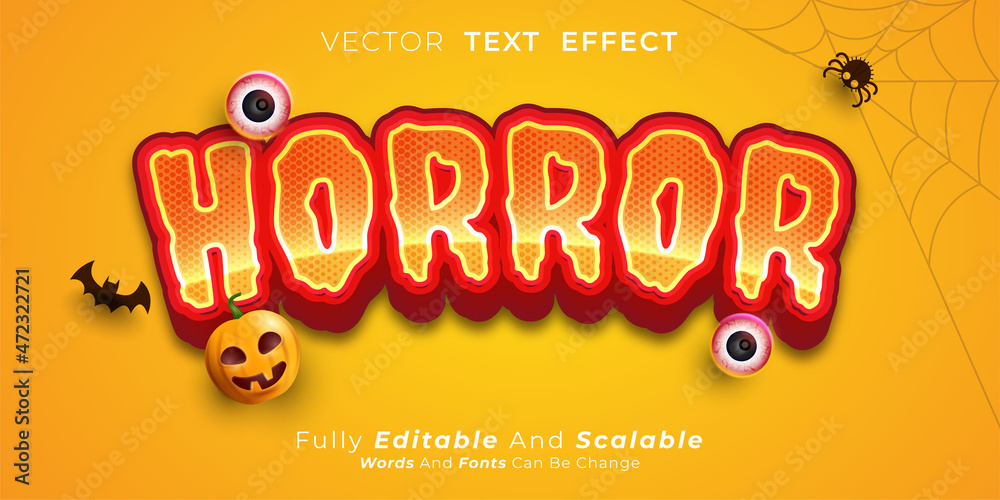 Horror Text effect, Editable 3d style text tittle suitable for halloween day