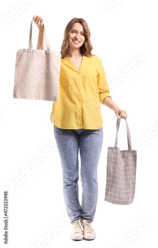 Pretty young woman with eco...
