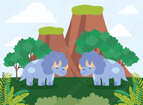 blue triceratops card