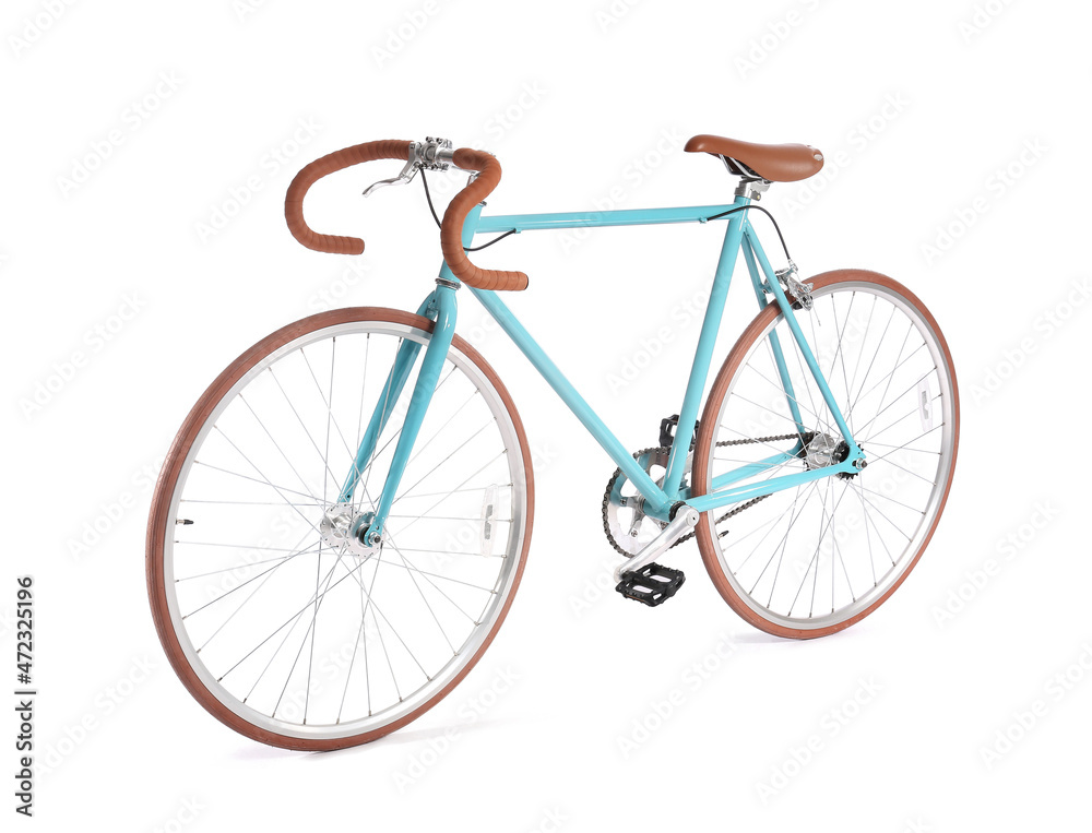 Stylish bicycle on white background